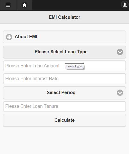 getzy mobile App EMI (Equated Monthly Installment) calculator screen shot