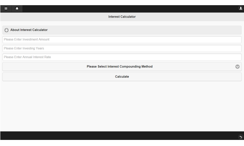 getzy mobile App simple or compound bank interest calculator screen shot