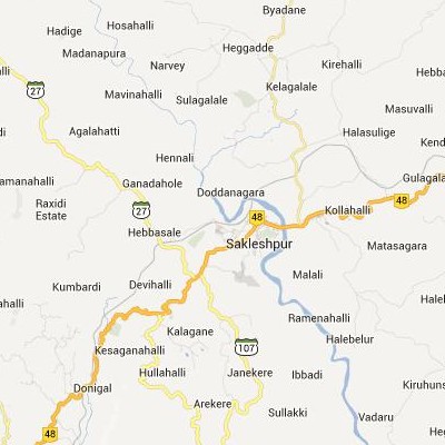 satellite map image of Sakleshpur( Sakleshpur,Karnataka ಉಪಗ್ರಹ ನಕ್ಷೆ ಚಿತ್ರ )
