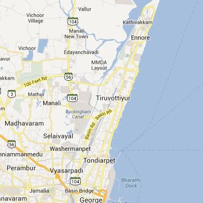 satellite map image of Tiruvottiyur( Tiruvottiyur,tamilnadu செயற்கைக்கோள் வரைபடம் படம்)